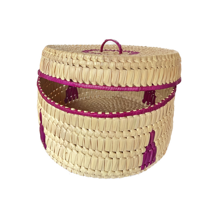 VESSLA - Large Round Reed Basket with Lid