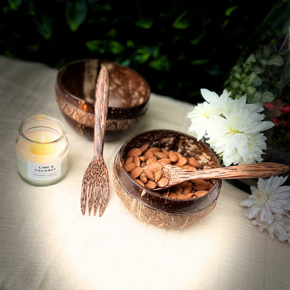 Coconut Bowl/Shell + Spoon Set, Eco Friendly & Toxin Free for Smoothie
