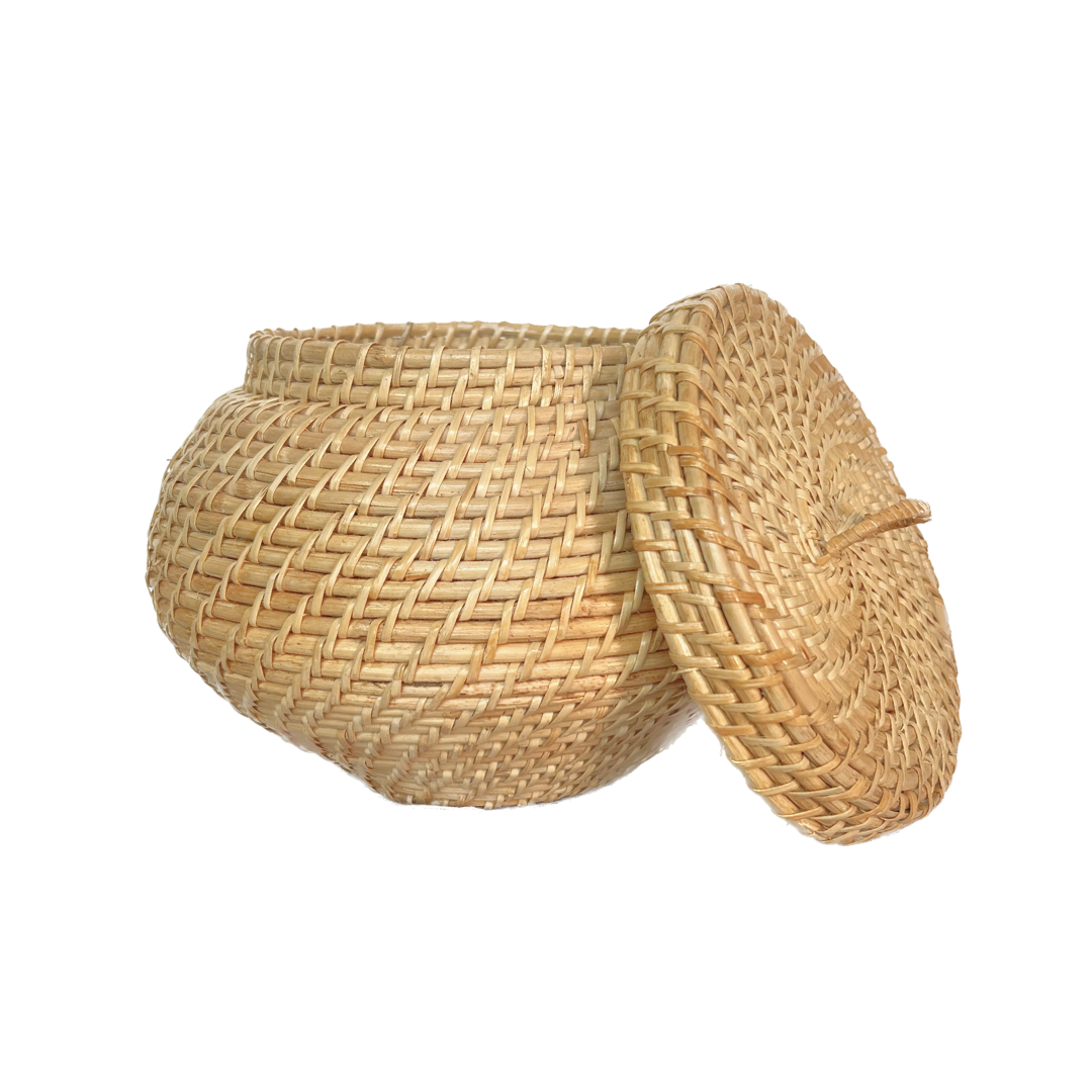 MALM - Crown Shaped Rattan Basket with Lid